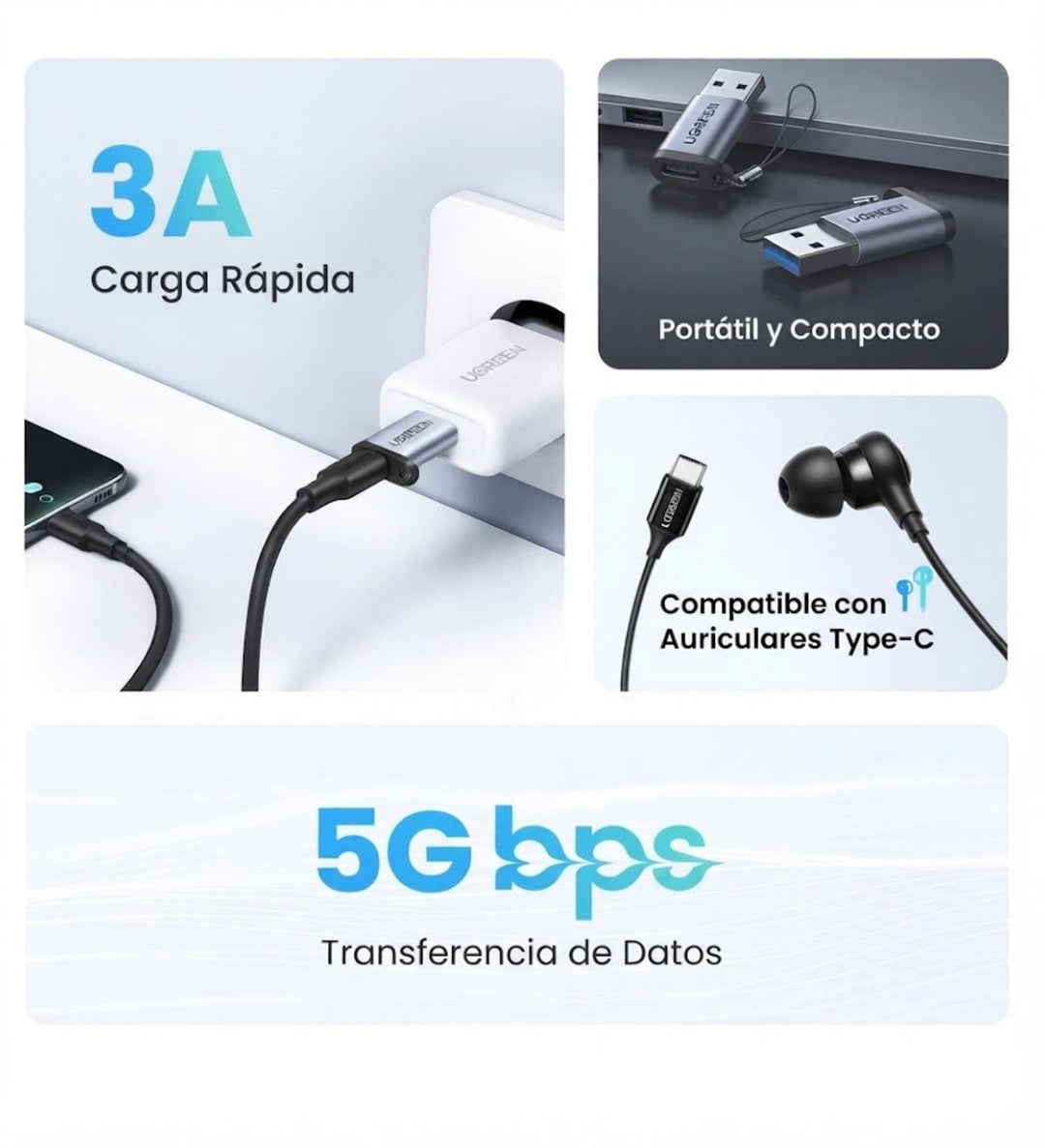 OTG UGREEN Adaptador USB C Hembra a USB A Macho