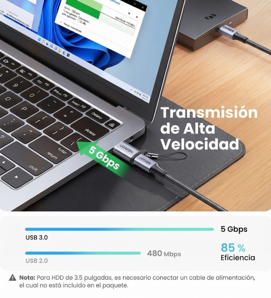 OTG UGREEN Adaptador USB C Hembra a USB A Macho