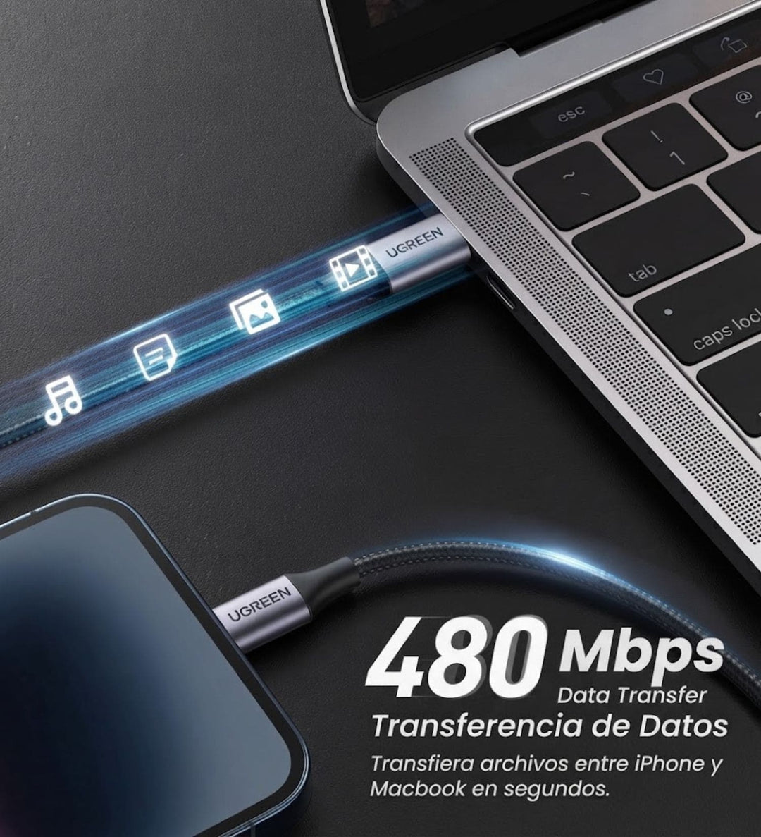 Cable UGREEN USB-C a Lightning MFI 1M Negro Trenzado