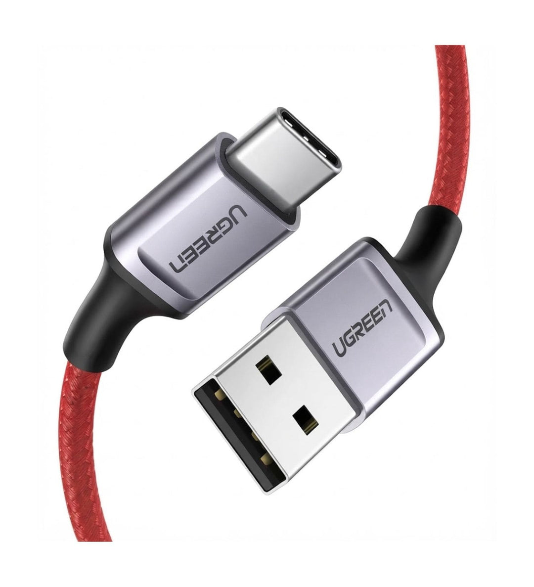 Cable USB-A a USB-C Ugreen 6A 66W 1m Trenzado Rojo