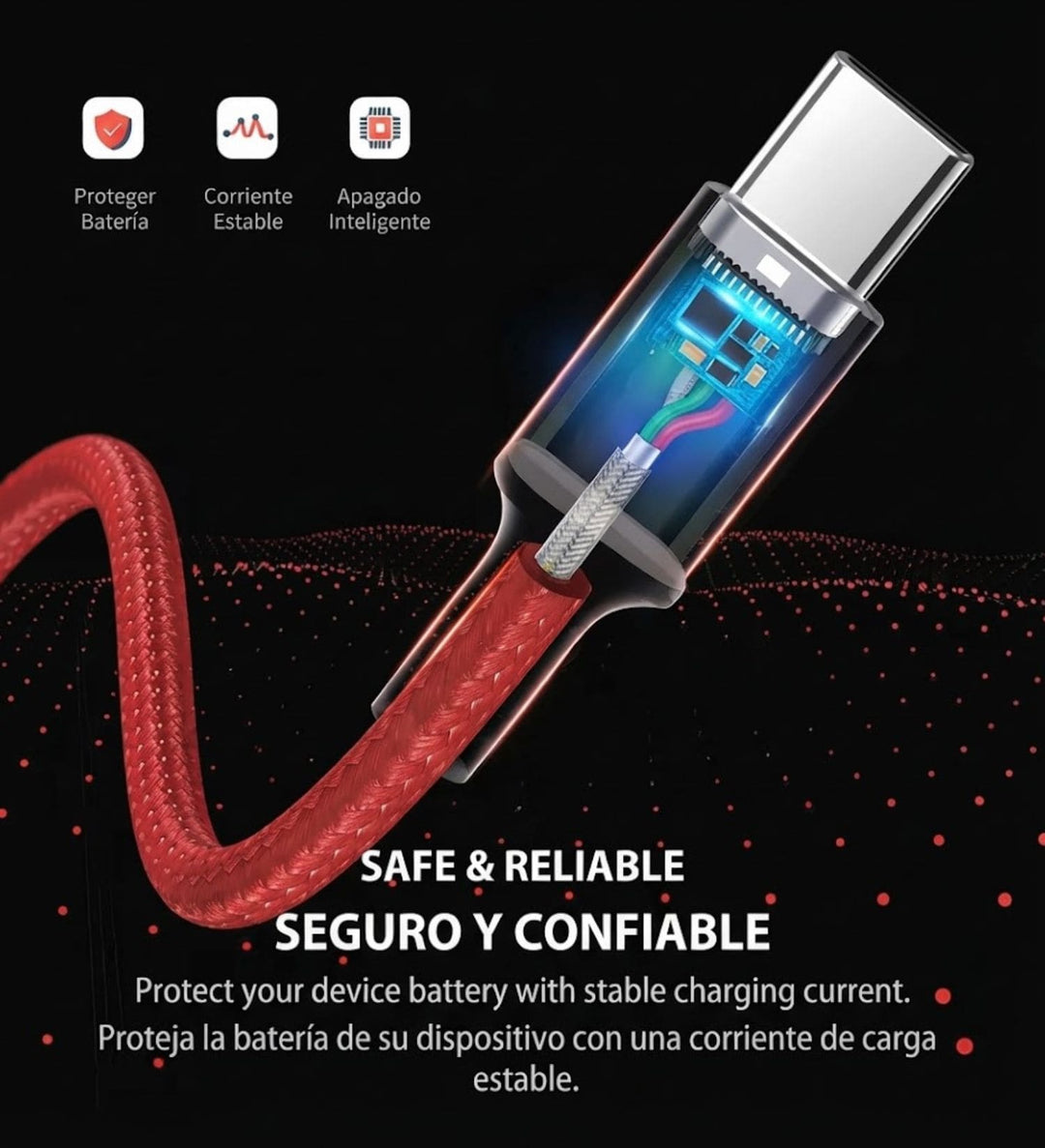 Cable USB-A a USB-C Ugreen 6A 66W 1m Trenzado Rojo