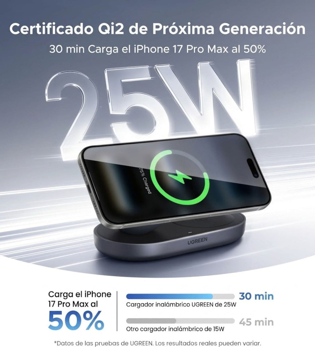Soporte de carga magnética 2 en 1 UGREEN Zapix Qi2 25W