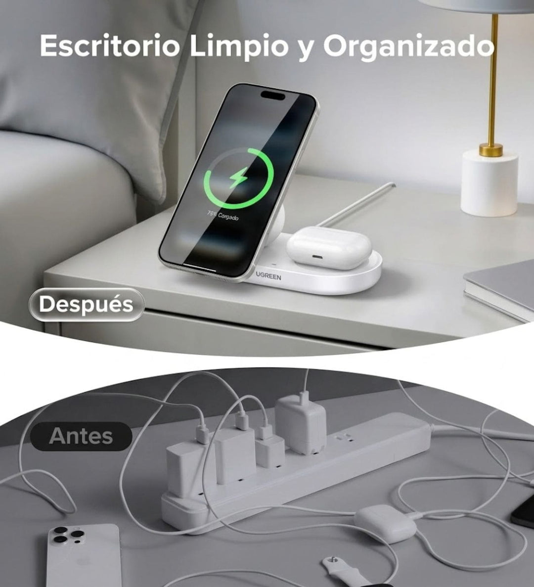 Soporte de carga magnética 2 en 1 UGREEN Zapix Qi2 25W