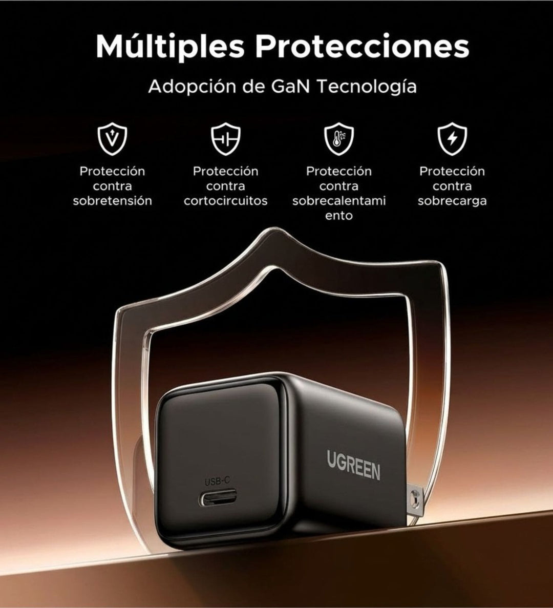 Cargador rápido GaN UGREEN de 30 W con puerto USB-C