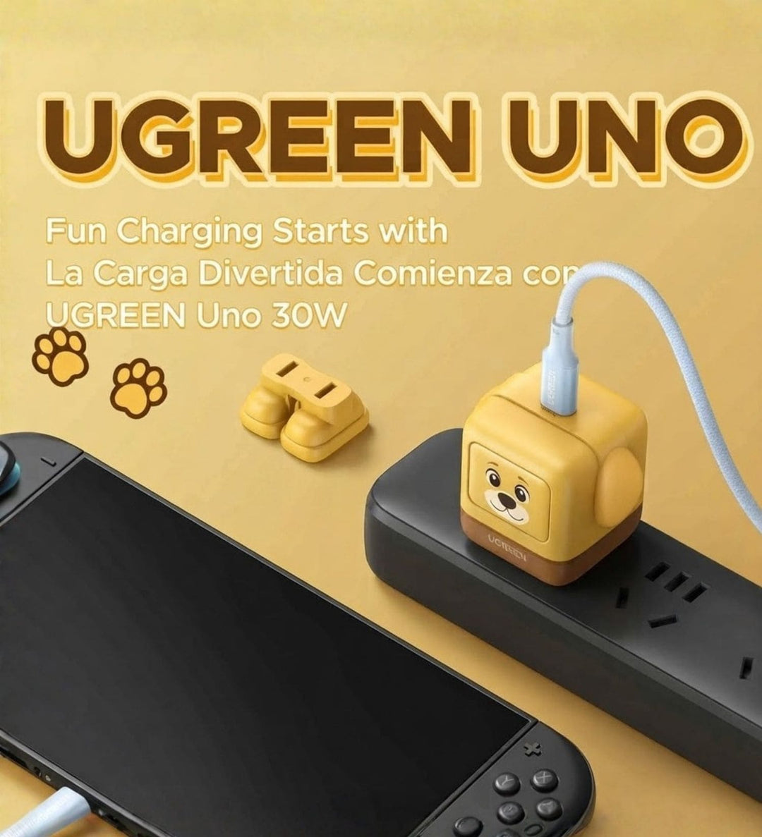 Cargador Rápido UGREEN Uno Robot 30W GaN Puppie