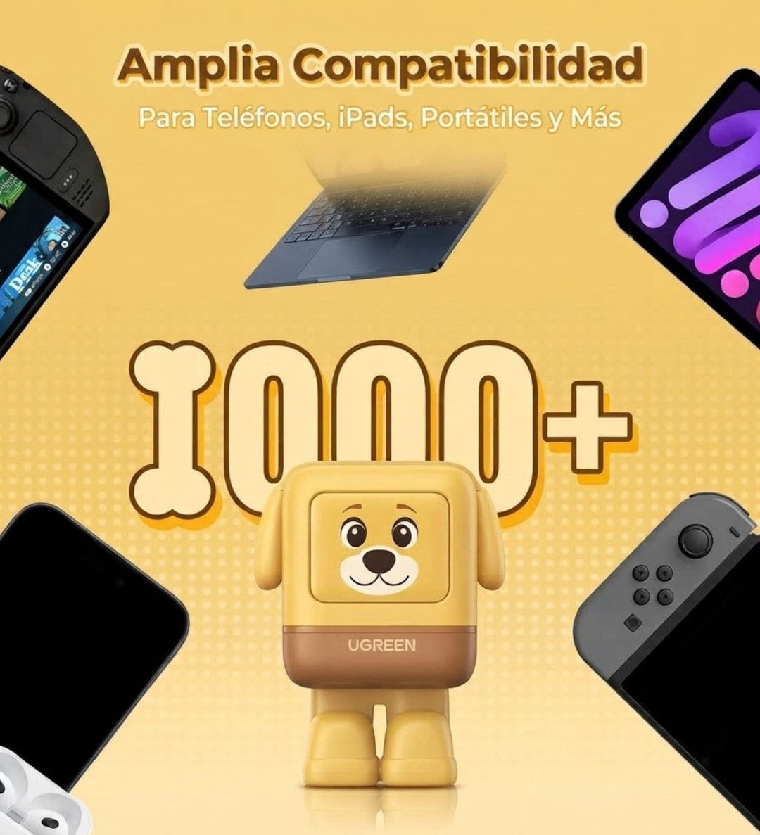 Cargador Rápido UGREEN Uno Robot 30W GaN Puppie
