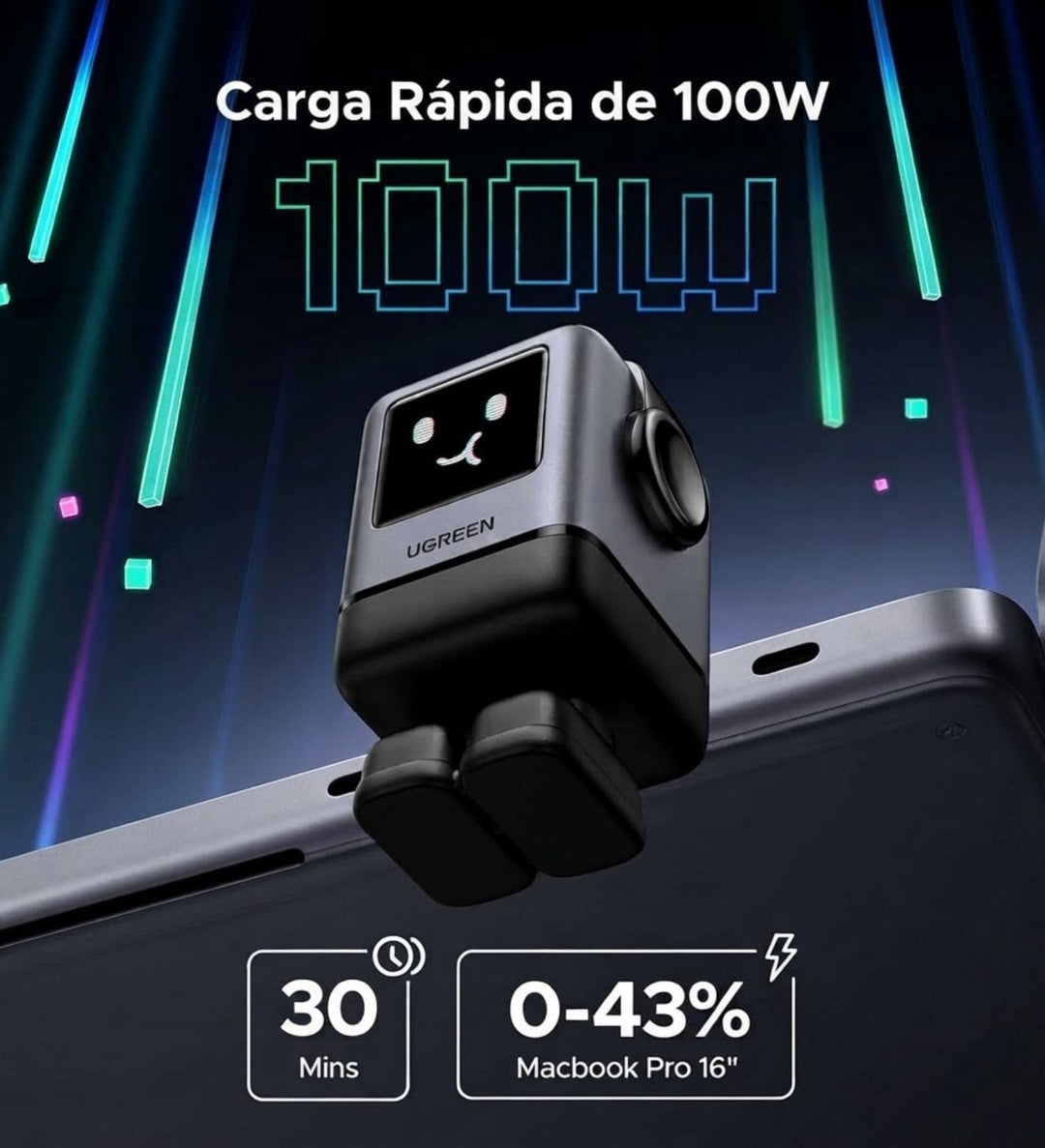 Cargador Rápido UGREEN Uno Robot 100W GaN