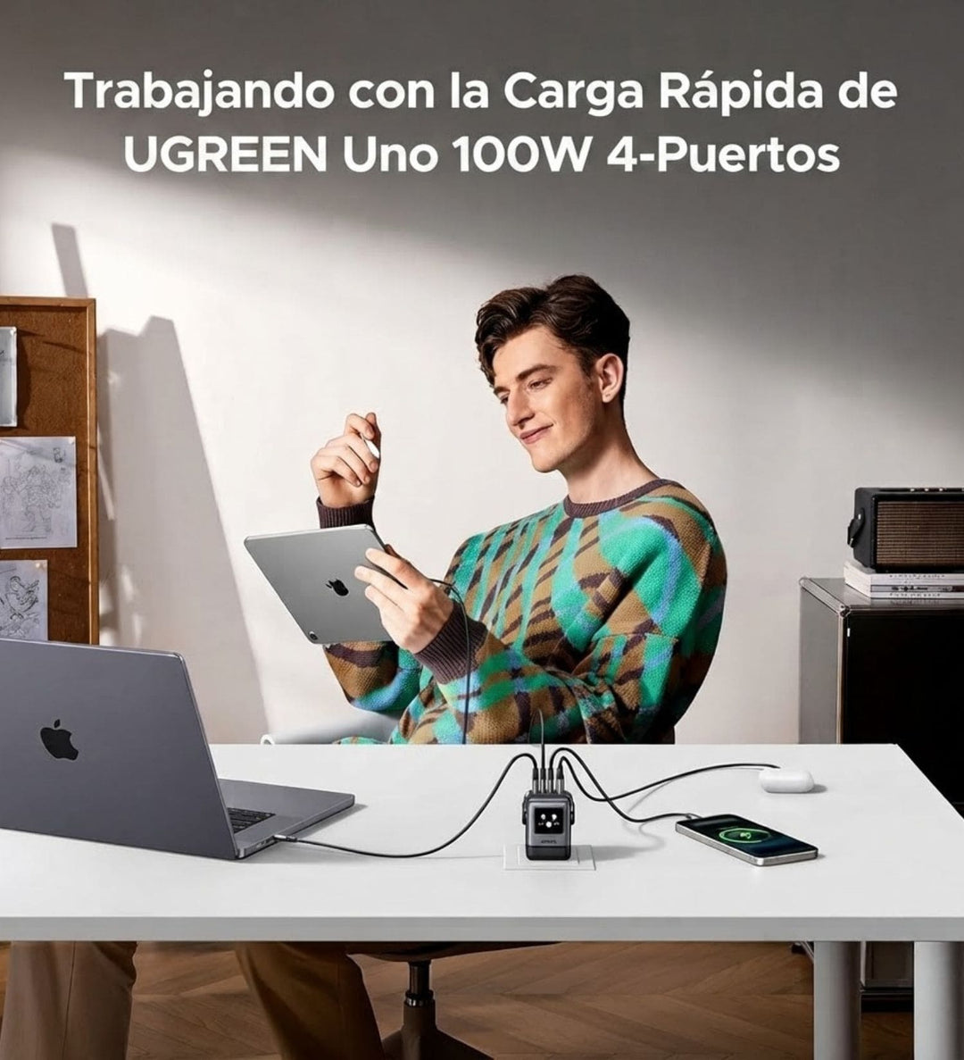 Cargador Rápido UGREEN Uno Robot 100W GaN