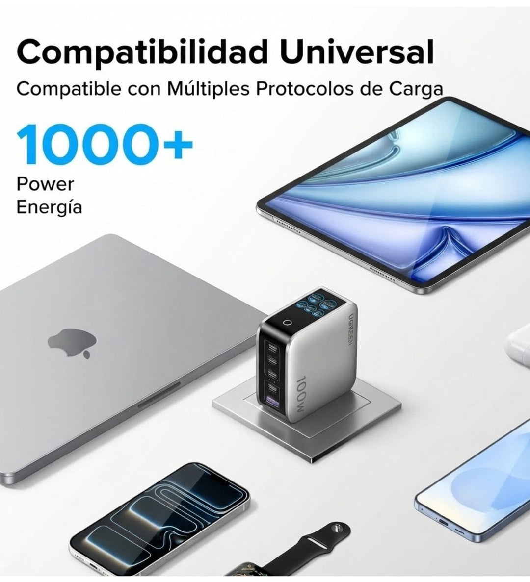 Cargador Rapido GaN 100W Ugreen Nexode Pro 5 Puertos con Pantalla