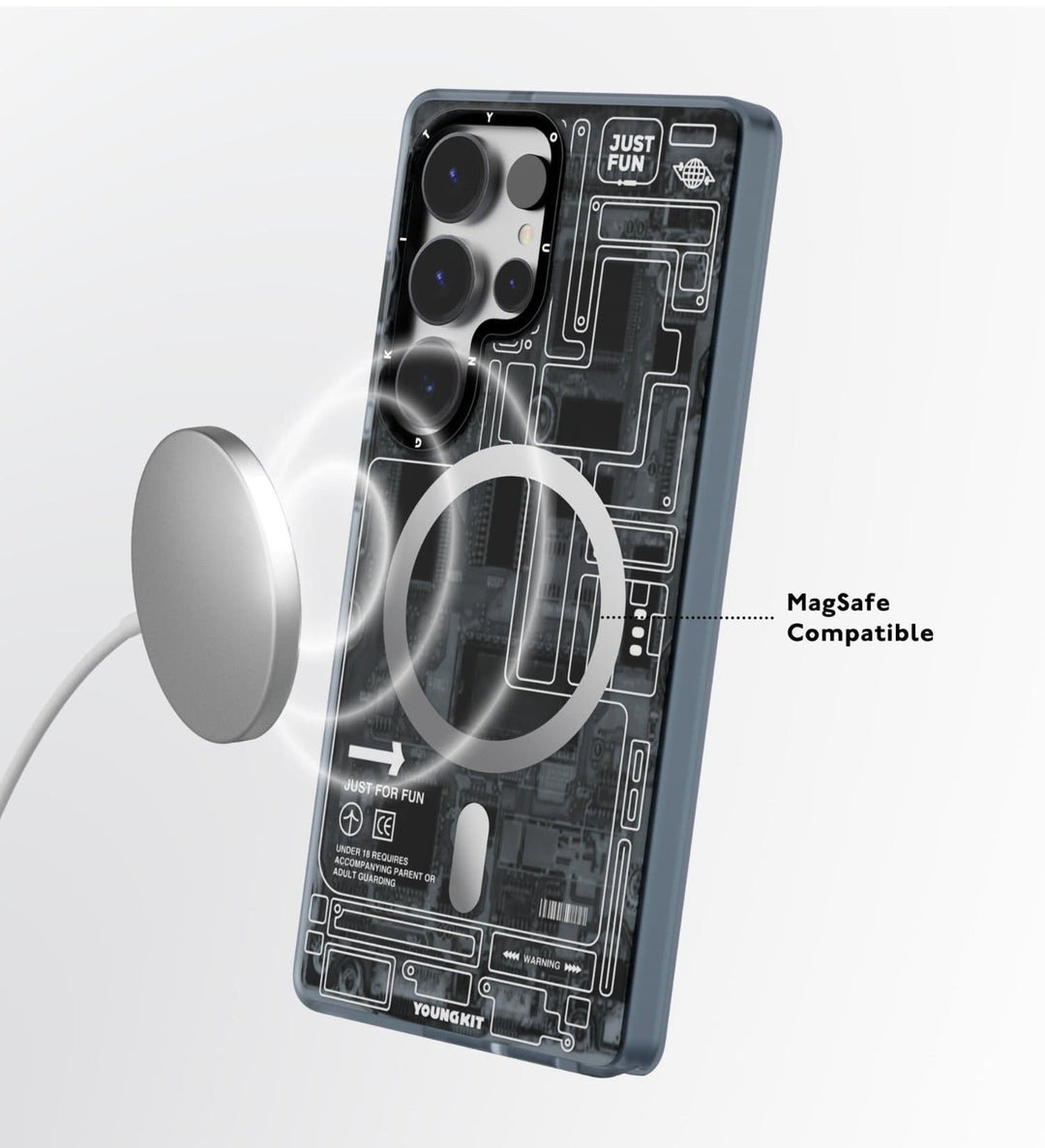 Case Youngkit Futuristic Circuit Gray - Galaxy S26 Ultra (Magsafe)