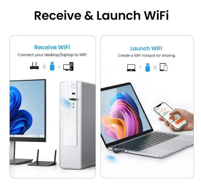 Adaptador WiFi UGREEN 650Mbps 5Ghz y 2,4 GHz WiFi USB dual banda