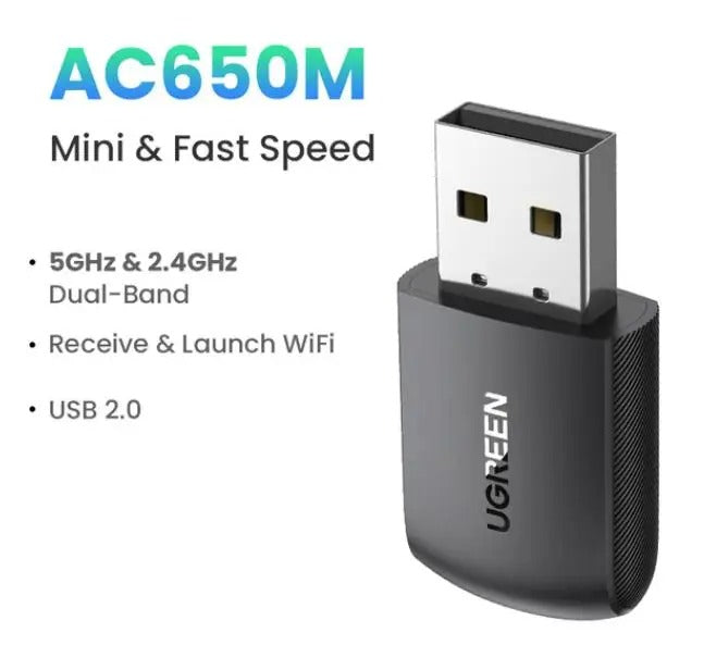 Adaptador WiFi UGREEN 650Mbps 5Ghz y 2,4 GHz WiFi USB dual banda