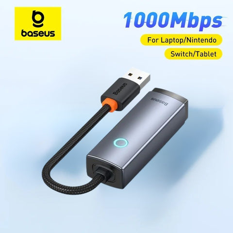 Adapatador Baseus USB a Ethernet RJ45 Lan de 1000Mbps