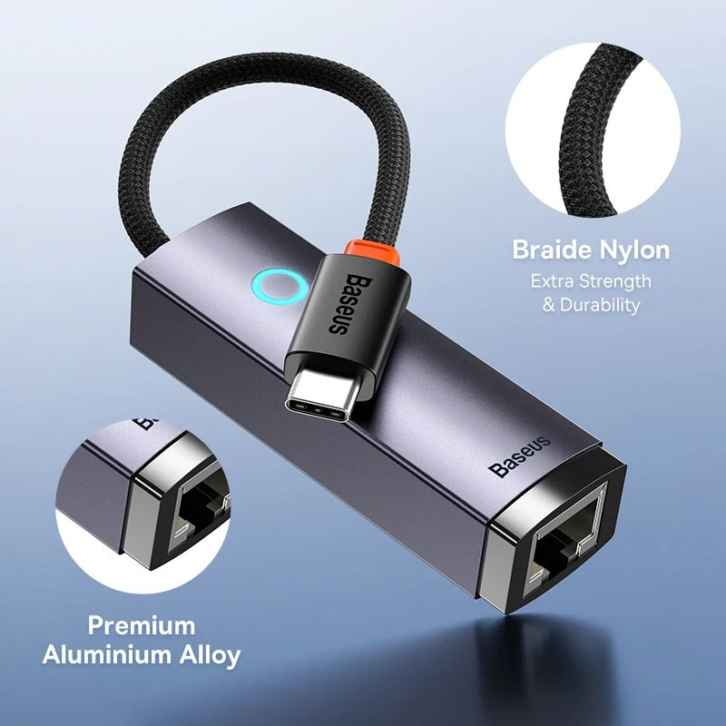 Adapatador Baseus USB a Ethernet RJ45 Lan de 1000Mbps