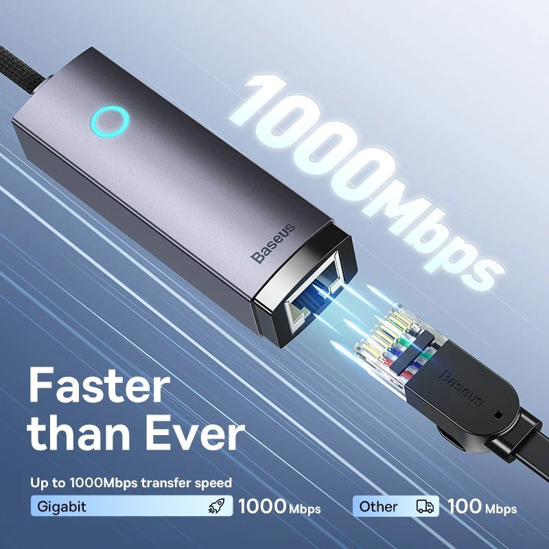 Adapatador Baseus USB a Ethernet RJ45 Lan de 1000Mbps