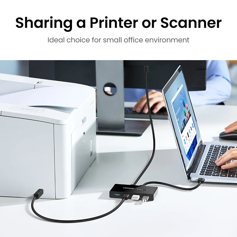 Conmutador Switch 2en4 UGREEN 4X USB P/ Transmisión en 2 PCs