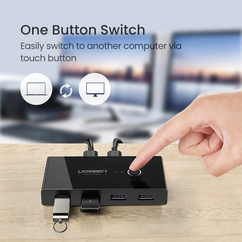 Conmutador Switch 2en4 UGREEN 4X USB P/ Transmisión en 2 PCs