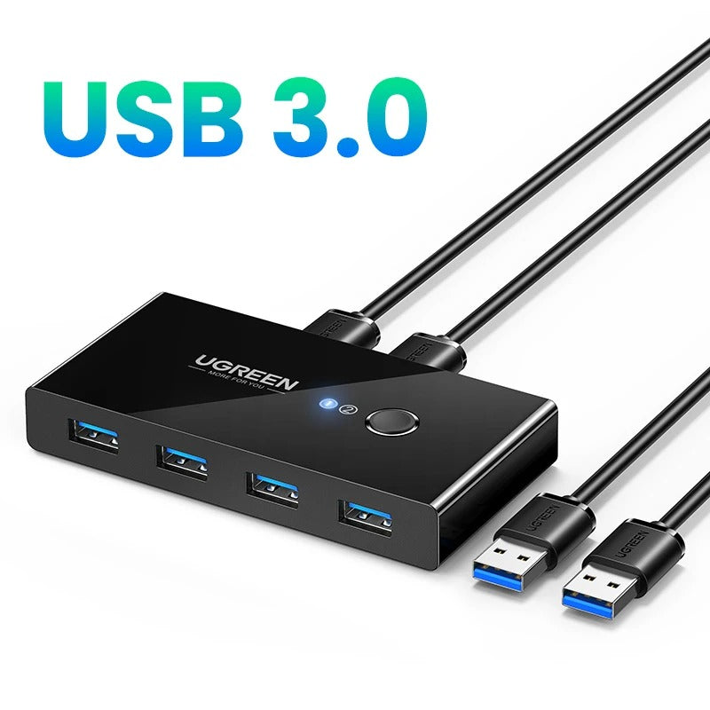 Conmutador Switch 2en4 UGREEN 4X USB P/ Transmisión en 2 PCs