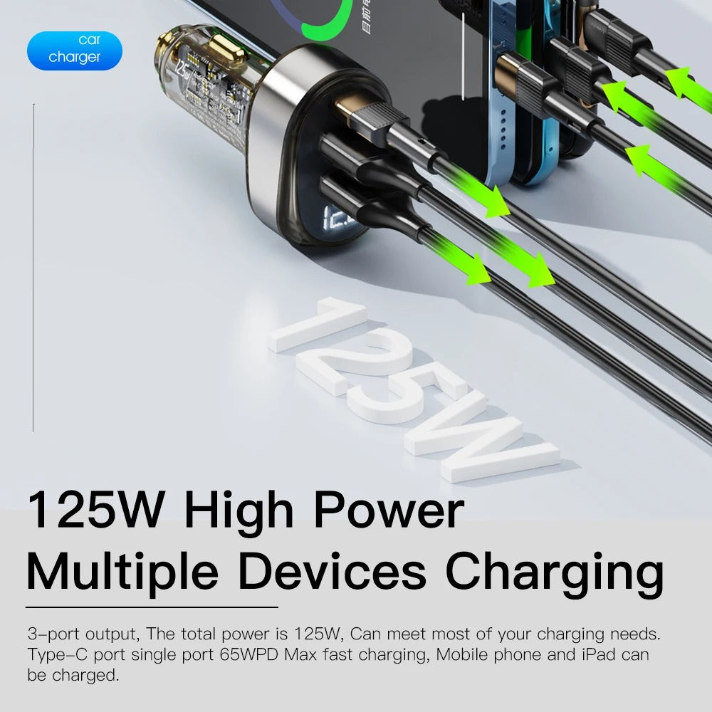 Essager cargador de coche rápido con pantalla Digital 125W