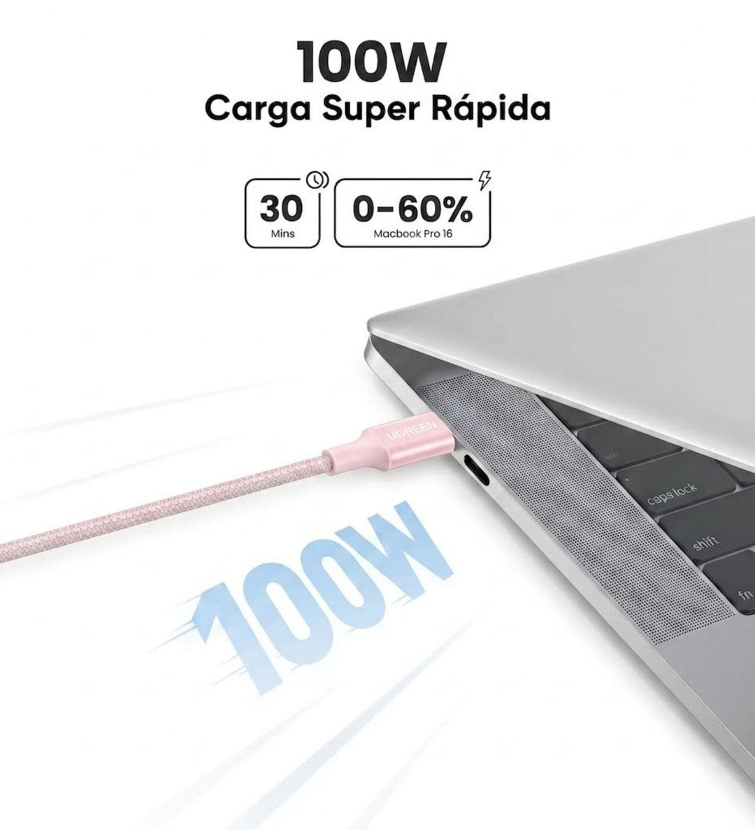 Cable USB-C A USB-C 100W 5A Carga Rapida Ugreen Pink