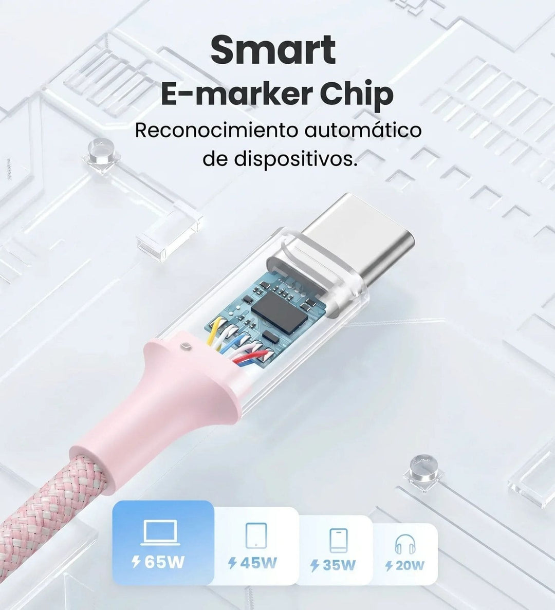Cable USB-C A USB-C 100W 5A Carga Rapida Ugreen Pink