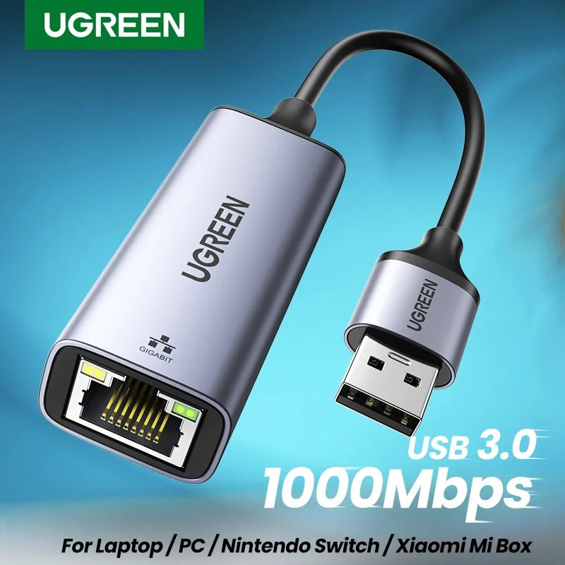 Adapatador Ugreen USB a Ethernet RJ45 Lan de 1000Mbps