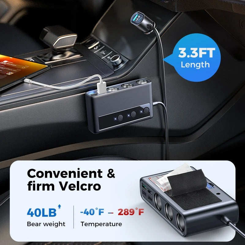 Adaptado Joyroom 154W | Divisor de Encendedor con 9 Puertos, Carga Rápida PD 3.0