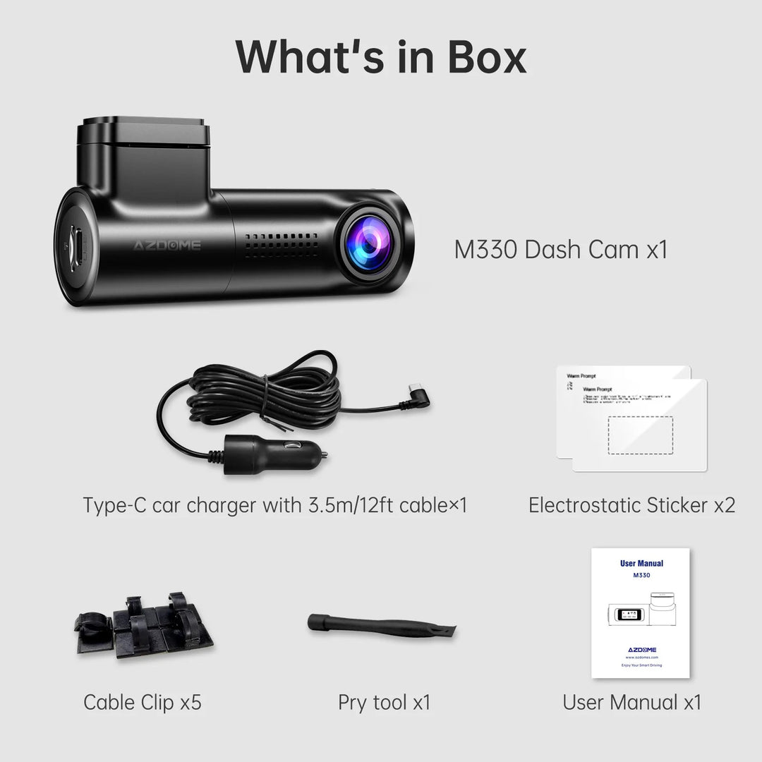 Dash Cam AZDOME M330 | 1296P con Control de Voz, WiFi y Grabación en Bucle