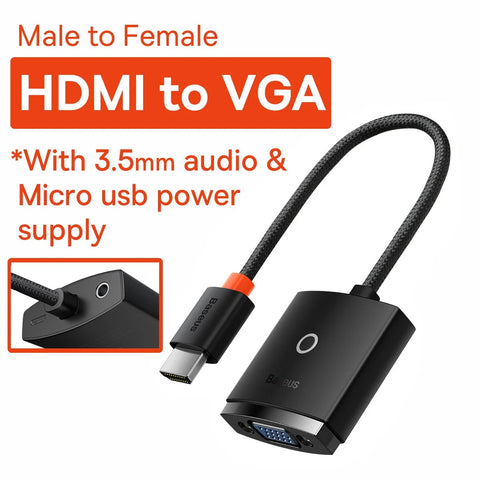 Baseus adaptador HDMI 1080P a VGA para Xbox, PS5, PS4, TV Box