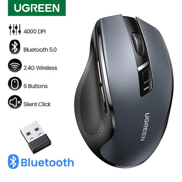 UGREEN Ratón inalámbrico ergonómico 4000dpi 6 botones 2.4G