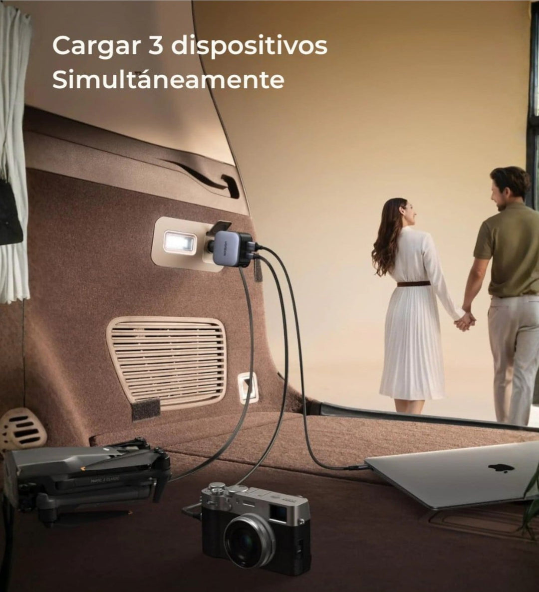 Cargador de Auto UGREEN 145W con Cable Retráctil USB-C