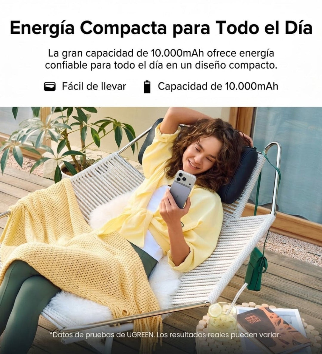 Power Bank magnética UGREEN MagFlow Air de 10000 mAh 15 W