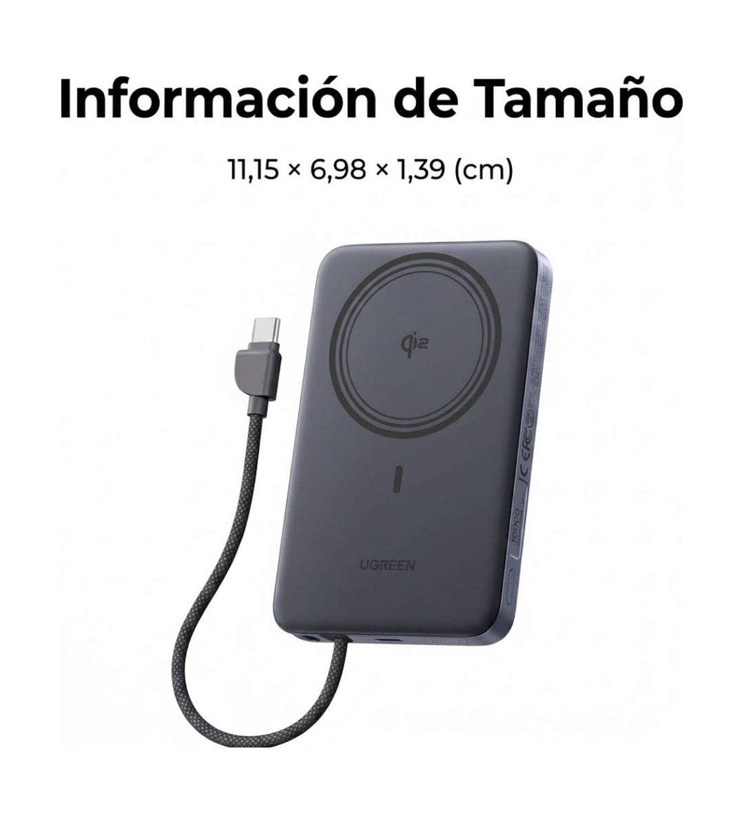 Power Bank magnética UGREEN MagFlow Air de 10000 mAh 15 W