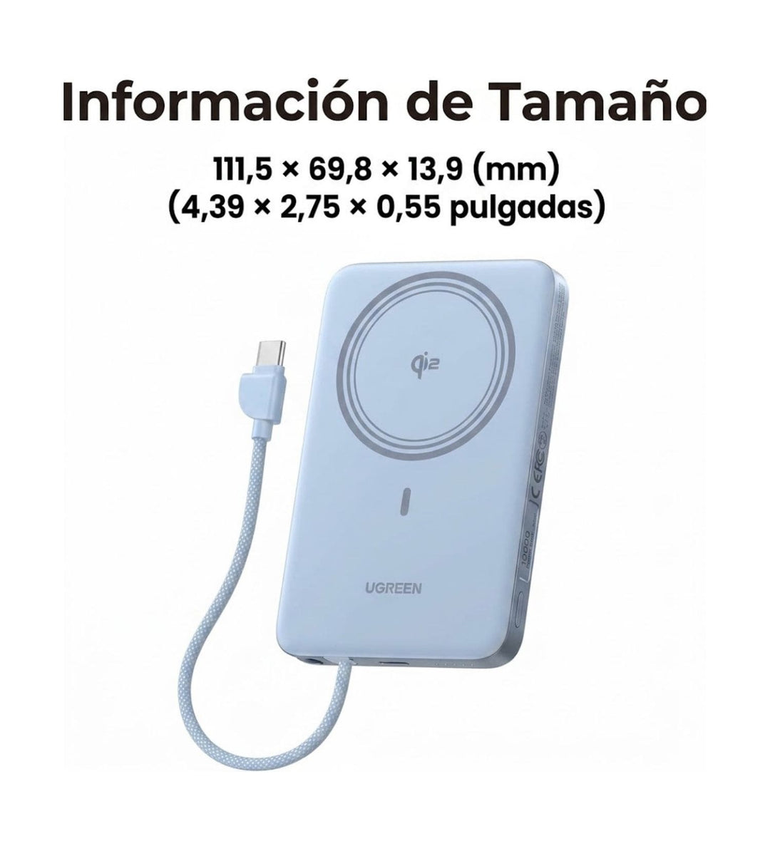 Power Bank magnética UGREEN MagFlow Air de 10000 mAh 15W Blue