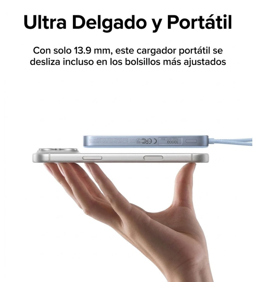 Power Bank magnética UGREEN MagFlow Air de 10000 mAh 15W Blue