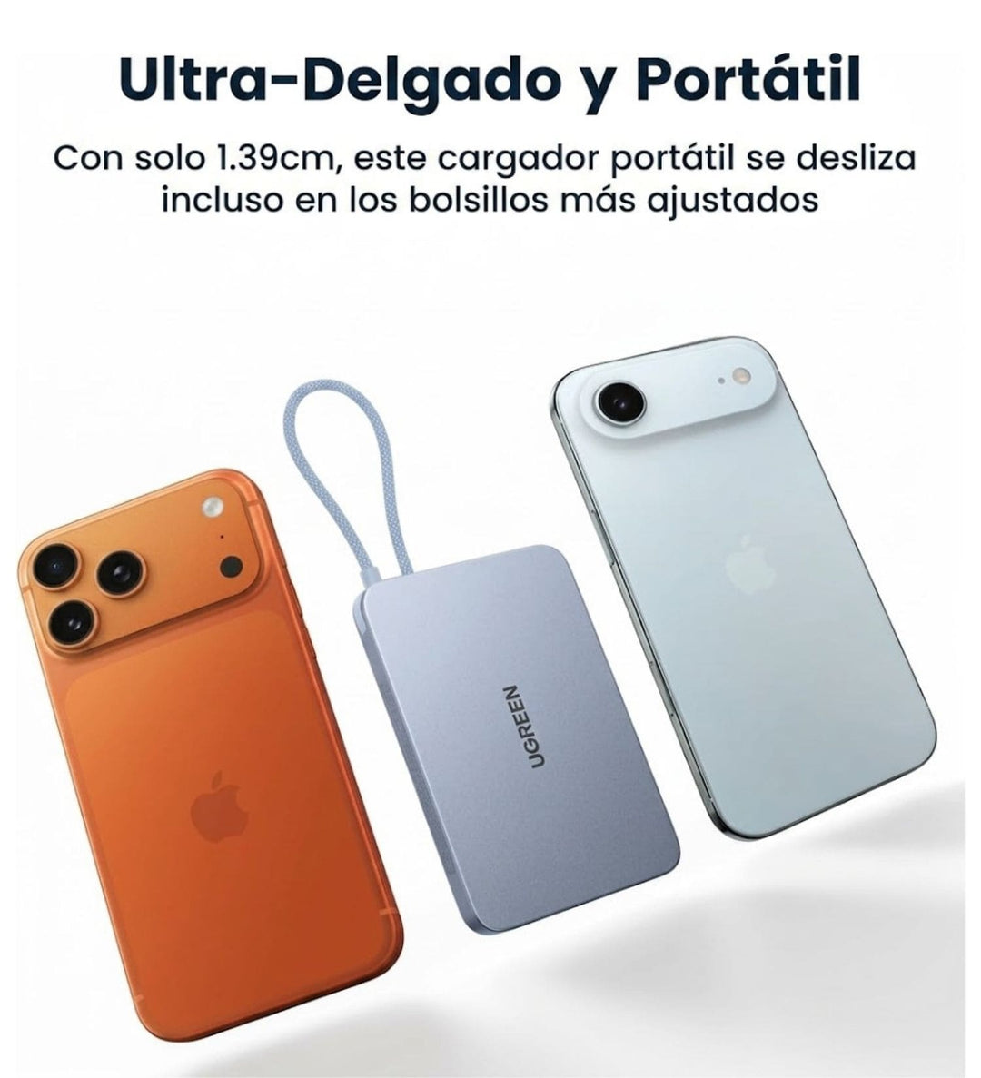 Power Bank magnética UGREEN MagFlow Air de 10000 mAh 15W Blue
