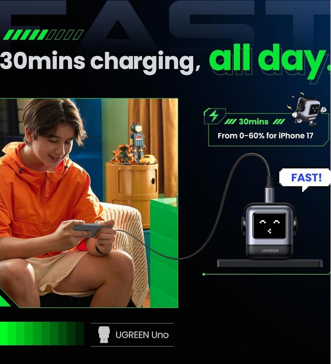 Cargador UGREEN Uno Robot 30W USB-C con pantalla LED
