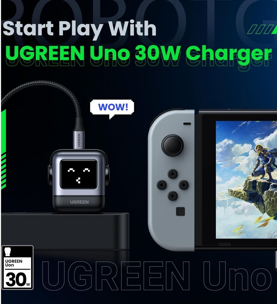 Cargador UGREEN Uno Robot 30W USB-C con pantalla LED