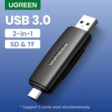 OTG 2 en 1 UGREEN lector de tarjetas USB 3,0 y Tipo C a SD, Micro SD, TF