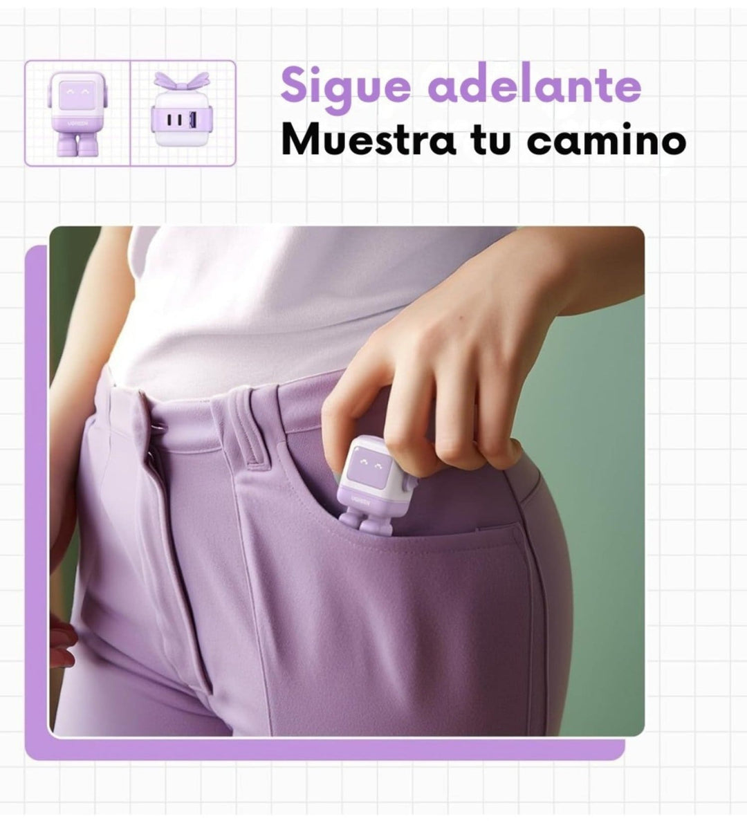 Cargador UGREEN Uno Robot 65W GaN (Purple)