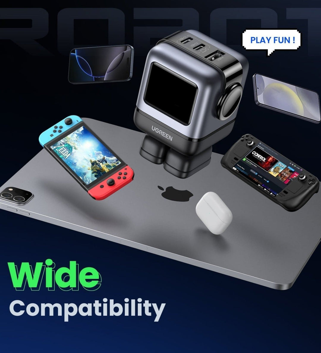 Cargador UGREEN Uno Robot 65W GaN (Negro)