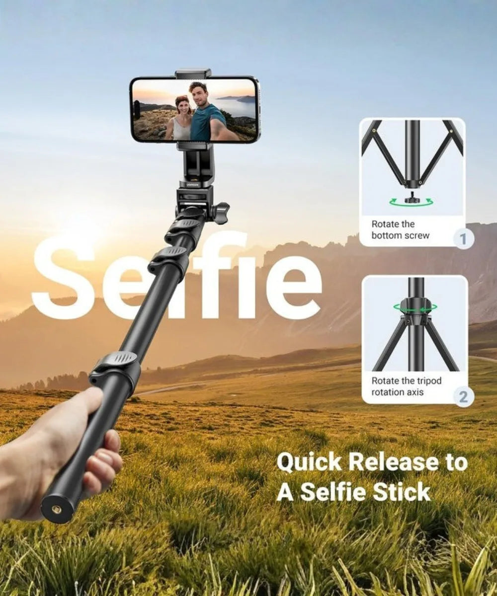 Trípode Selfie Stick Ugreen LP680 con soporte y control Bluetooth