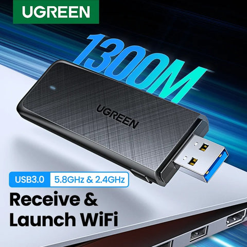 UGREEN adaptador WiFi USB 3,0 AC1300Mbps, 5,8G y 2,4G