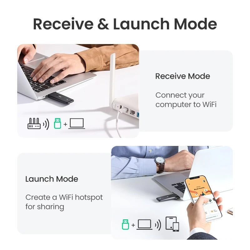 UGREEN adaptador WiFi USB 3,0 AC1300Mbps, 5,8G y 2,4G