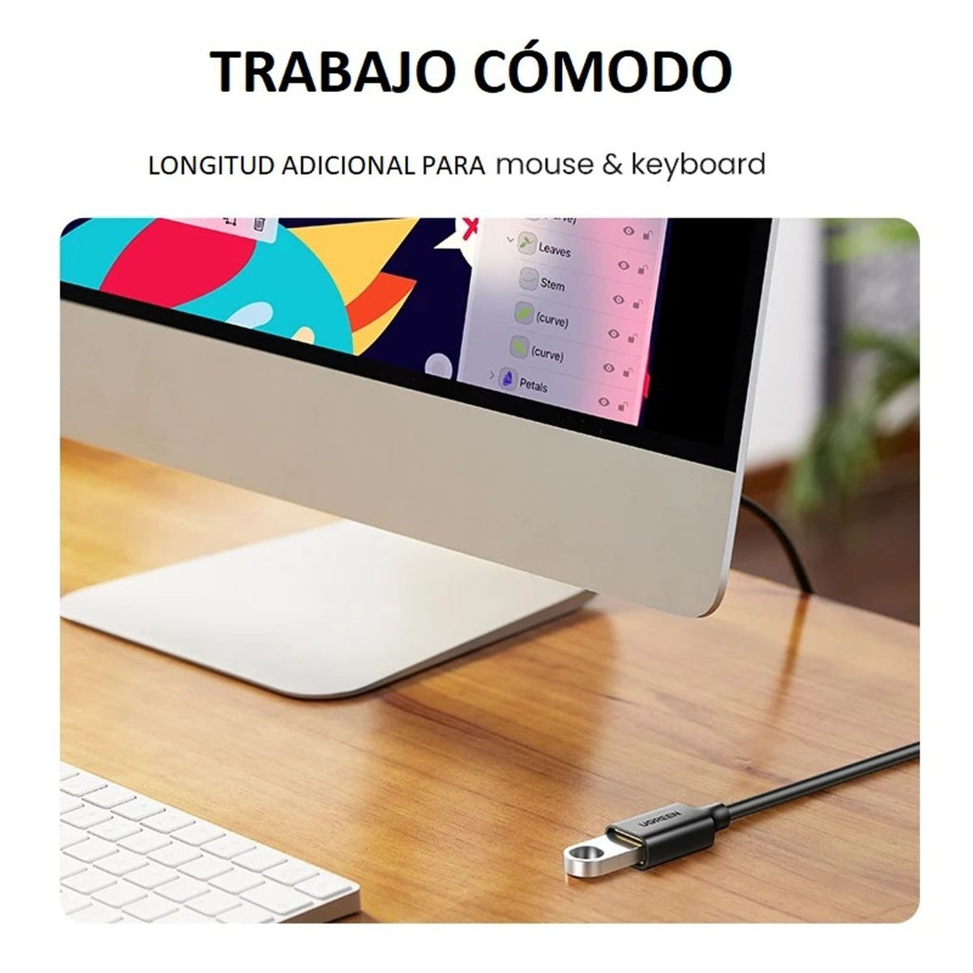 Ugreen Cable de extensión USB 3,0 Mini Cable extensor para ordenador, PC, TV, Xbox, SSD