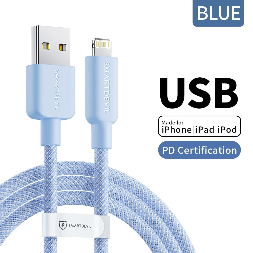 SmartDevil-Cable USB PD de carga rápida, Cable de datos tipo C, 20W
